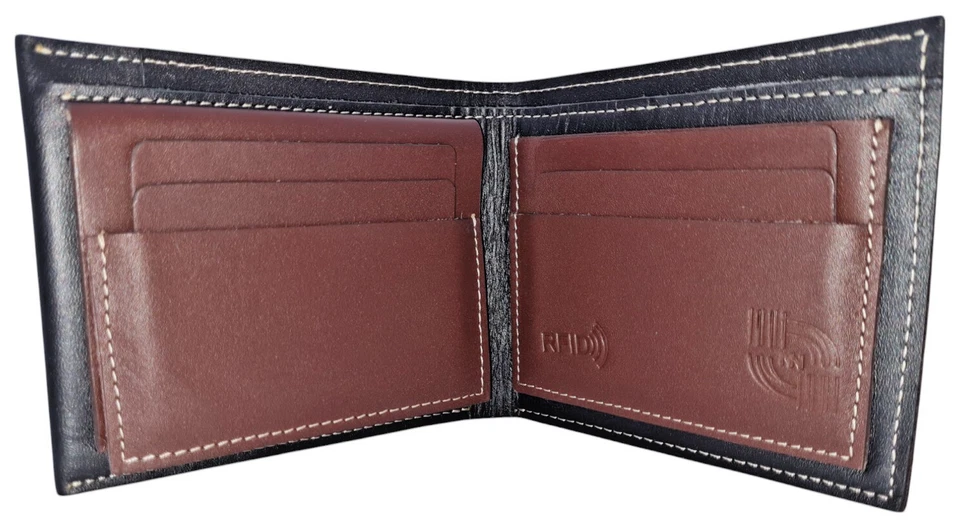 Men's Premium Cow Grain Leather Handmade Wallet, Color: Brown-Black, GW102 - Image 1 of 4
