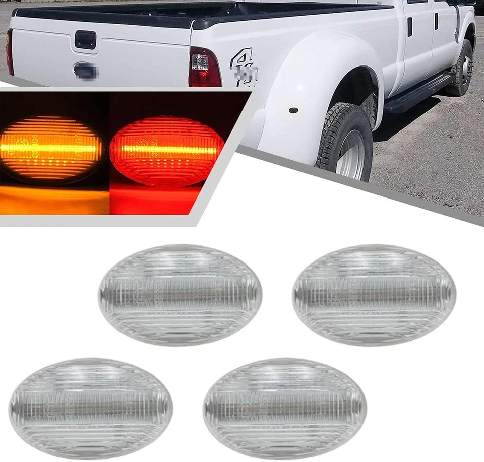 4PC Front Rear LED Fender Side Marker Lights For 1999-2010 Ford F-350 Super Duty - Image 1 of 4