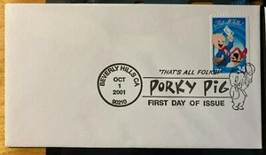 FDC First Day of Issues: #3534a/3535a – 2001 34c Porky Pig, single from pane - Picture 1 of 2