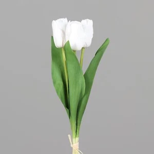 künstliche Tulpen NATURAL TOUCH im Bund H. 35cm weiß grün DPI Kunstblumen - Bild 1 von 6