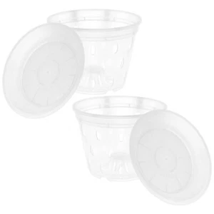 2 Sets Root Control Basin with Tray Decorative Flower Pots Orchid Holes - Picture 1 of 12
