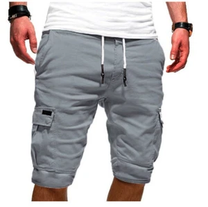 Men Casual Chino Cargo Shorts Pants 6-Pockets Summer Beach Trousers - Picture 1 of 15