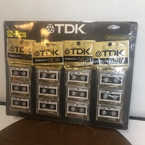 Vintage TDK MC60 12 Pack Microcassette Recording Tape NOS Sealed Pack - Picture 1 of 4
