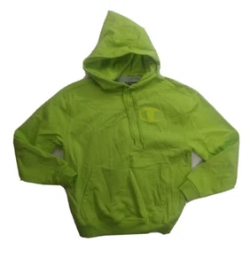men champion 100% authentic L/S Pullover Hoodie size LARGE logo green - Picture 1 of 5