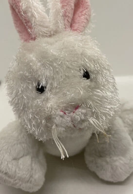 Ganz Webkins Lil Kinz White Bunny Rabbit 7" Pink Ears Spring HS078  NO CODE - Image 1 of 4