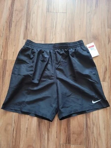 Nike Swim Trunks Split 9 inch Volley Shorts Black Men’s Large NESSE450-001 White - Picture 1 of 6