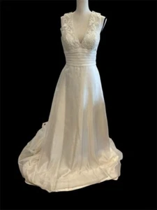 Vestido de novia de organza bordado marfil novia talla 10 $699 - Imagen 1 de 3