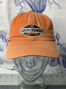 Vintage Abercrombie & Fitch 6 Panel Hat Orange Embroidered Cotton Made in Taiwan - Picture 1 of 11