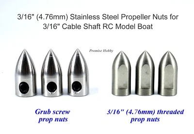 Stainless Steel Propeller Prop Nut for 3/16"  (4.76mm) Shaft Cable RC Model Boat - Image 1 of 4
