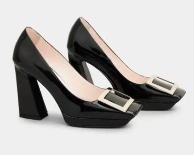 Квадратные металлические туфли-лодочки на платформе с пряжкой Roger Vivier Viv' лакированная кожа - Изображение 1 из 4