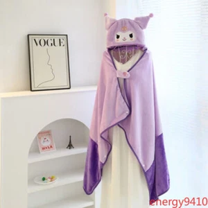 Cartoon Cute Kuromi Little Devil Hooded Cape ShawlOffice AirConditioning Blanket - Picture 1 of 22