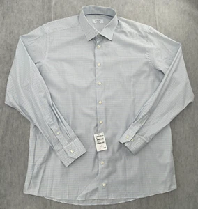 Eton Shirt Adult 18.5/47 Blue Gray Check Contemporary Button Up Long Sleeve Mens - Picture 1 of 12