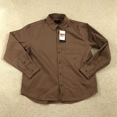 Air Jordan Essentials Button Down Shirt Mens Large Brown Long Sleeve FV7446 223 - Image 1 of 4