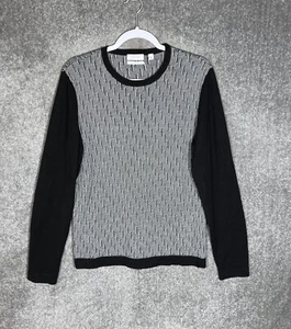 Calvin Klein Italian Yarn Knit Pullover Sweater Mens Size Medium Black White - Picture 1 of 6