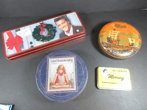 LOTE MIXTO VINTAGE 4 LATAS DECORACIÓN RETRO RILEY'S, MERCURY, ELVIS, LIMPIEZA - Imagen 1 de 12