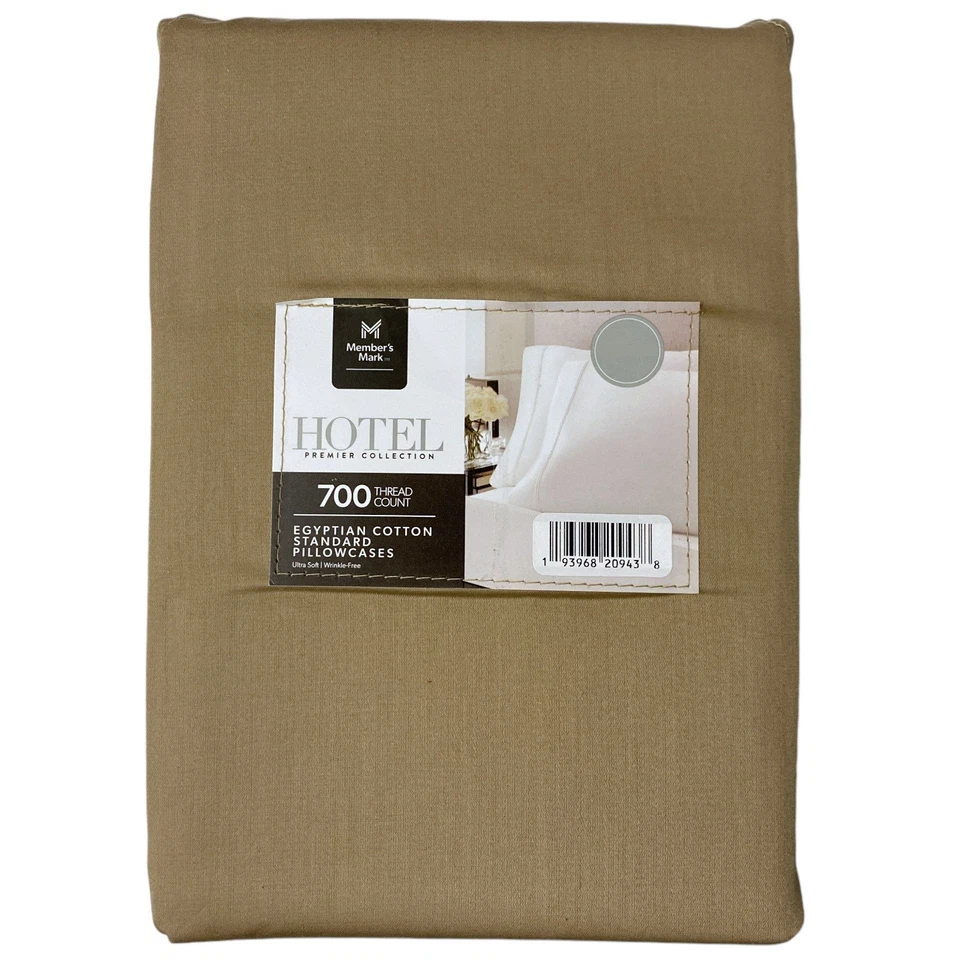 Juego de 2 fundas de almohada de algodón egipcio macizo Members Mark 700 hilos Foto 1 de 1