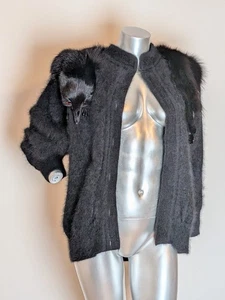 Fox Fur Women's Sweater Medium Black Nina Austin 80% Angora - Picture 1 of 7