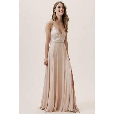 Новый с Ярлыками BHLDN X Anthropologie Sadie макси платье в румянец / кремовый размер США 10 - Изображение 1 из 4