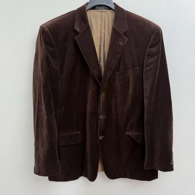 Bill Blass мужской бархат Blazer куртка Sport пальто коричневый размер 46L однобортный - Изображение 1 из 4