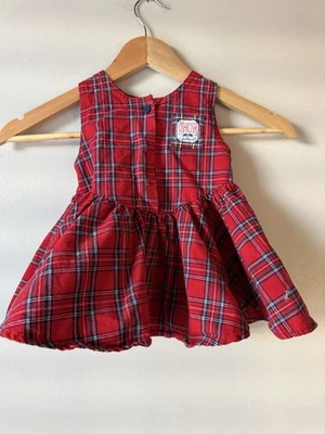 Vestido rojo tartán a cuadros vintage OshKosh B’Gosh 12 meses algodón  Foto 1 de 4