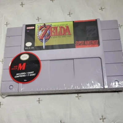 Legend Of Zelda SNES Super Nintendo Cartridge Case  Med. T Shirt NEW  ThinkGeek - Image 1 of 2