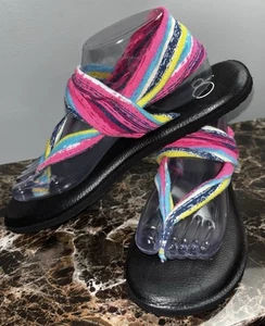 Women's OP Summer Sandals Size XL 11-12 Multicolor Fabric Straps - Picture 1 of 9