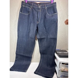 Lot 29 Jeans Mens 42x34 Y2K Loose Fit Blue Denim Baggy Embroidery Skater Crosses - Picture 1 of 8