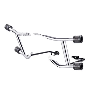 ProTek Rear Performance Black w/ Carbon Crash Bar Saddlebags Guards Fits Harley - Picture 1 of 5