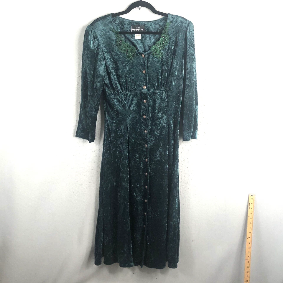 Maxi Vestido Vintage Y2K Terciopelo Para Mujer 10 Terciopelo Verde Navidad Artesanal Vacaciones Foto 1 de 4