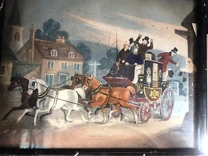 Carriages, Horses, Transport. 10 Lithographs Mid 19th Century, Framed England - Picture 1 of 1