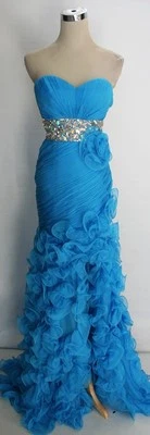 NWT MacDuggal 64309A Turquoise $478 Prom Pageant Gown 0 - Image 1 of 3