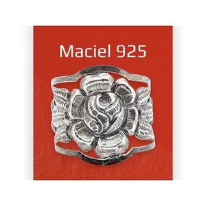 Bracelet brassard vintage Maciel Mexique 925 floral repousse large Mexique sterling - Photo 1/8