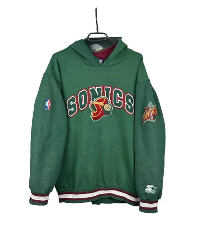 Vintage Starter Seattle Sonics Supersonics NBA Hoodie Sweatshirt Size M Cover