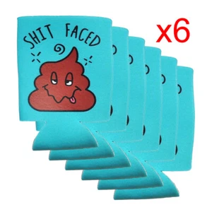6-PACK of SH*T FACED BEER KOOZIE Koozy Can Bottle Coozie Poo Drunk Turd Funny - Imagen 1 de 2