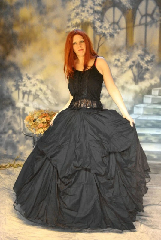 DARK DREAMS Gothic Mittelalter Steam Punk Victorian Skirt Eviless schwarz rot 38 40 42 44