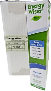 🔥10) NEW BULBRITE ENERGY WISER 26W QUAD 2 PIN G24D-3 4100K T4 CF26D/841 BOX 10 - Picture 1 of 13