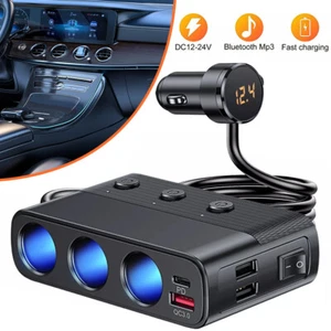 Multiple Cigarette Lighter Adapter Outlet 3Socket Splitter Multi USB Car Charger - Picture 1 of 13