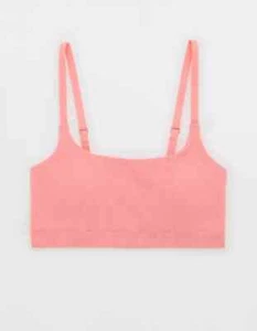NWT Aerie Superchill Sz Large Seamless Ribbed Scoop Bralette Pink - Picture 1 of 3