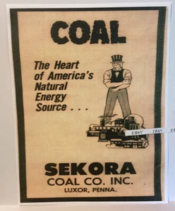 ANTIGUO LUXOR PA. SEKORA CO. INC CERCA DE GREENSBURG ANTIGUA MINA DE CARBÓN JAMISON IMPRESIÓN - Imagen 1 de 1