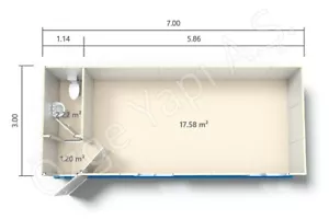 7mx3m Bürocontainer Wohncontainer Container Baucontainer WC CONTAINER AUFGEBAUT - Bild 1 von 12