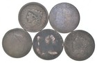 Lot of 5 1817-1857 Early Us Large Cent - Dateless - History You Can Hold! *051