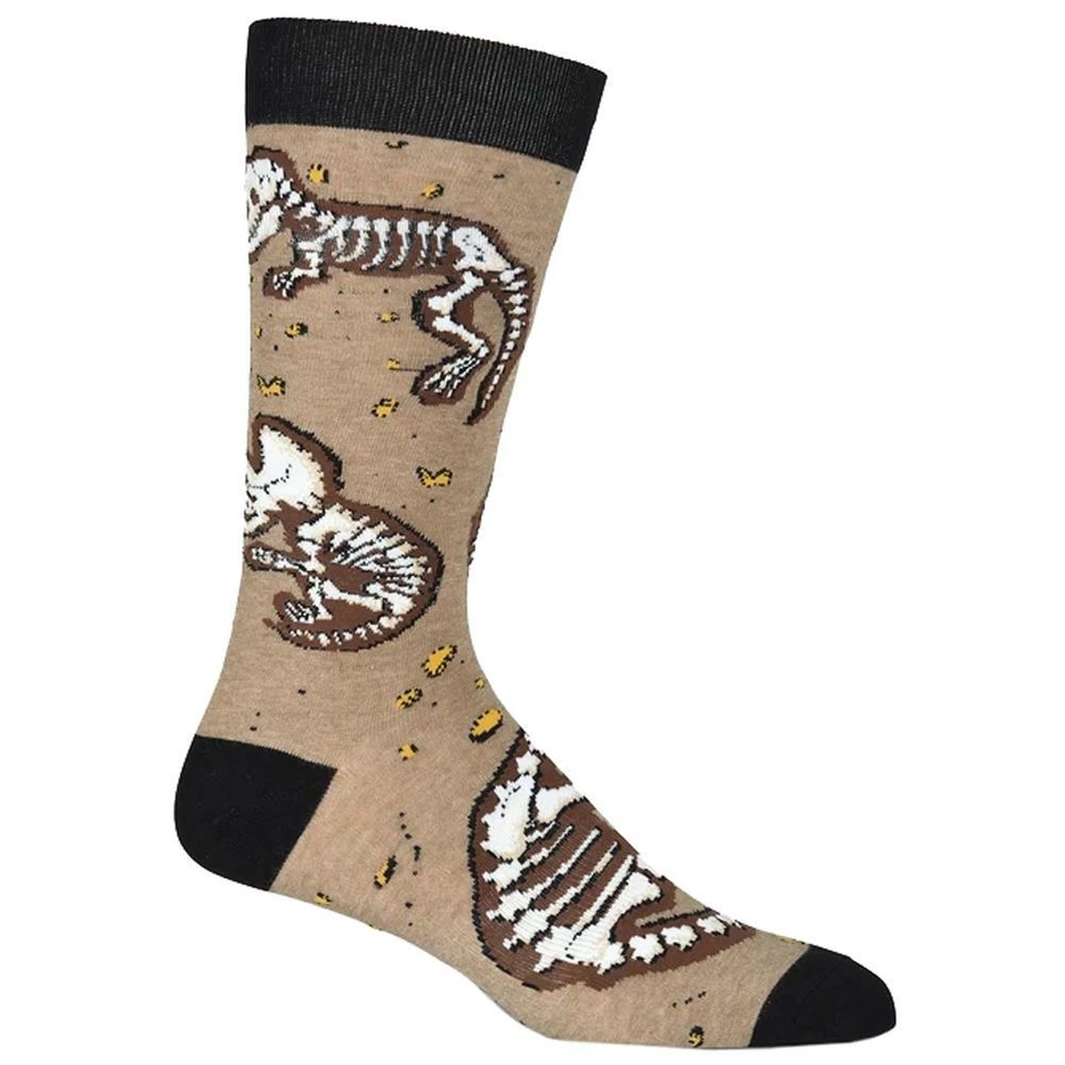 K.Bell Men's Crew Socks T-Rex Dinosaur Fossils Bones Cool Novelty Footwear - Image 1 of 1