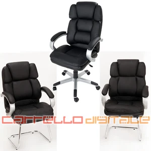 SET 3 PEZZI POLTRONA IN ECO PELLE NERA DA UFFICIO più 2 POLTRONE OSPITE ATTESA - Foto 1 di 1