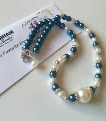 COLLANA VERE PERLE D'ACQUA DOLCE, CRISTALLI SWAROVSKI E ARGENTO 925 FATTA A MANO - Immagine 1 di 4