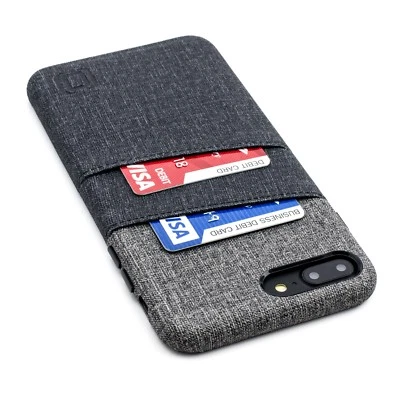 For iPhone 7 / 8 Plus; Slim 2 Card Holder Case, Dockem Luxe Wallet; Grey / Black - Image 1 of 4