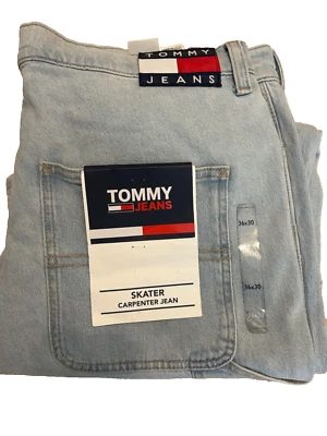 Jeans vintage Tommy skatista carpinteiro denim leve 36W 30L - Imagem 1 de 4
