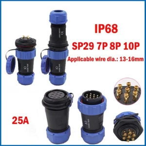 Aviation Socket & Plug SP29 7P 8P 10P IP68 Waterproof Circular Connectors - Picture 1 of 7