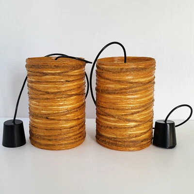 Vintage Suspension Pair Lustres 1960 Ancient Accolay Cord Resin 60S 1960S Foto 1 de 4