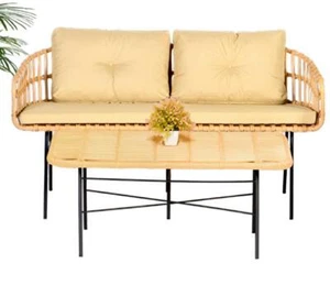 Sofa 2 Sitzer Couchtisch Garten Möbel Set Sofagarnitur Tisch Veranda Sitzgruppen - Bild 1 von 1