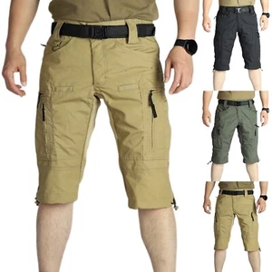 Pantaloncini Cargo Uomo, Outdoor Tiro Allenamento Antistrappo Abbigliamento da Lavoro Corto - Foto 1 di 21